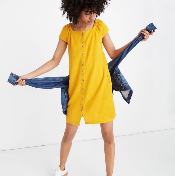 *MADEWELL* Yellow-orange cap-sleeve dress - Picture 5 of 5